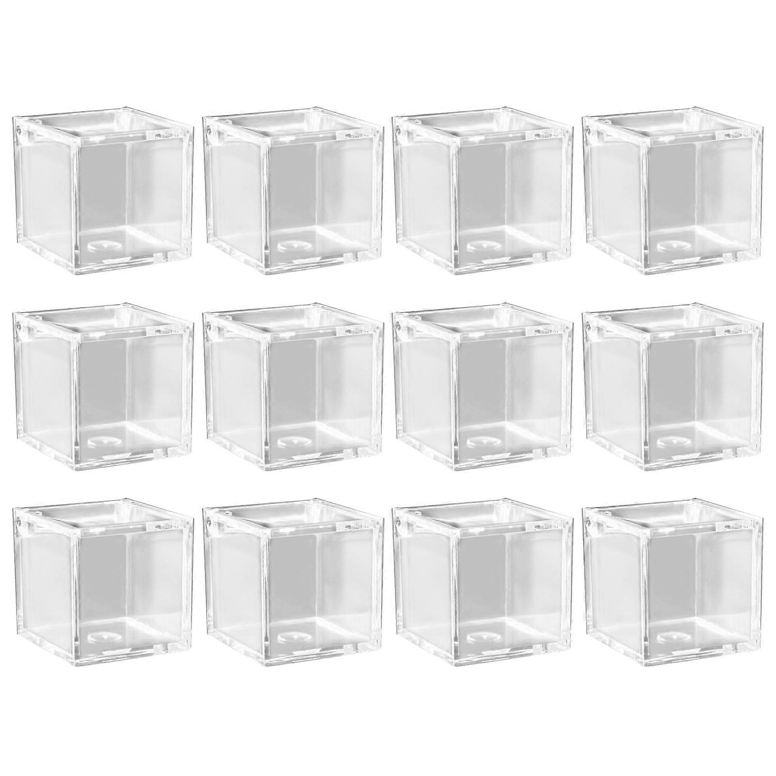 12 Pcs Small Acrylic Box with Lid Christmas Gift Packing Box Clear Candy Containers Display Boxes Mini Storage Box