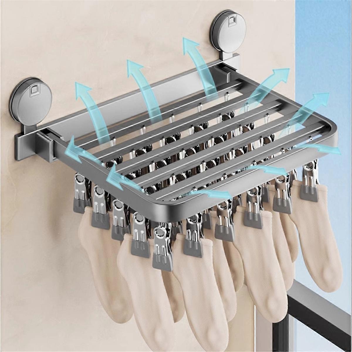 Folding Clothes Drying Rack - Large Laundry Dryer with Rods for Pants, Gloves, Socks, Towels, and Clothespins