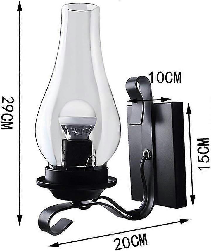 Retro glass wall lamp black without bulb