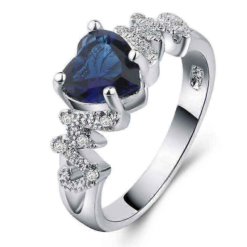 Women Heart Pattern Diamond Ring, Ring Size:10(Green)