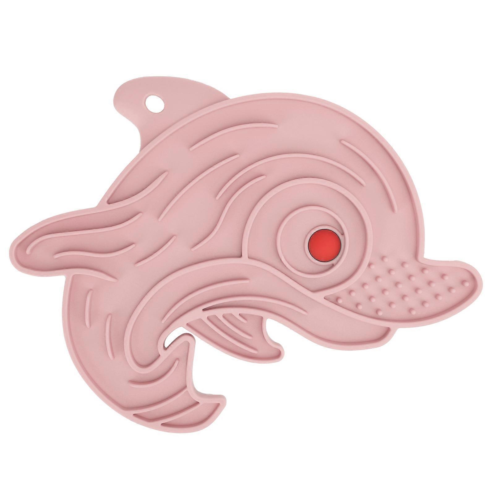 Dolphin Shape Lick Mat Slow Feeder Puzzle Training Mat for Small Medium Dogs Cats Pink Color Non-Toxic Material