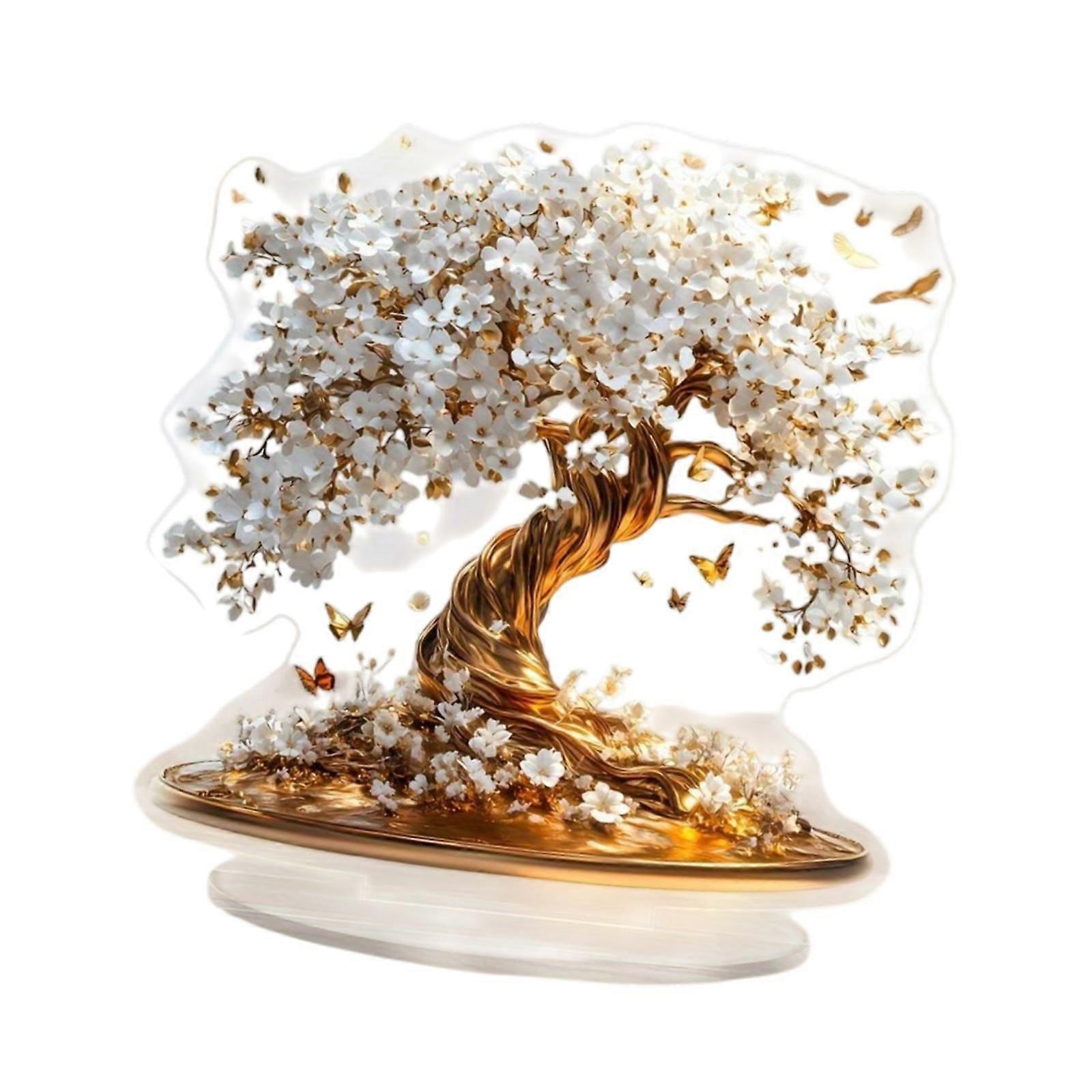 2D Flat Acrylic Table Ornament Desk with Stand Base Flower Tree Acrylic Sign