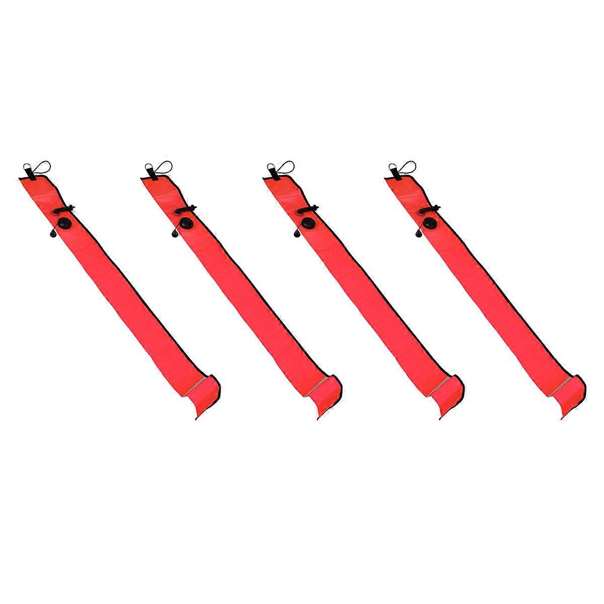 4pcs 1M Scuba Diving Inflatable SMB Signal Marker Buoy Visibility Float Signal Tube Sausage,Red