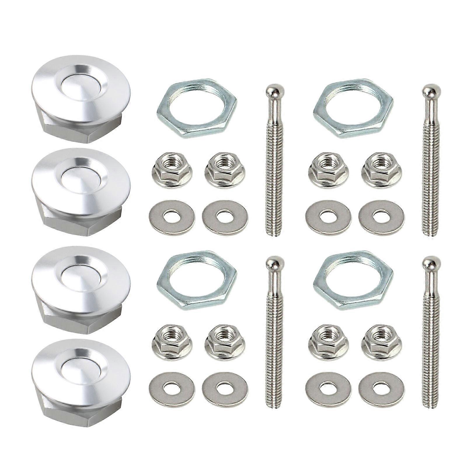Quick Latches Hood Pins, Quick Release Lock Latches Bumper, Bumper Latches Fastener Push Button Bonnet 1.2'' Latches Pins Silver