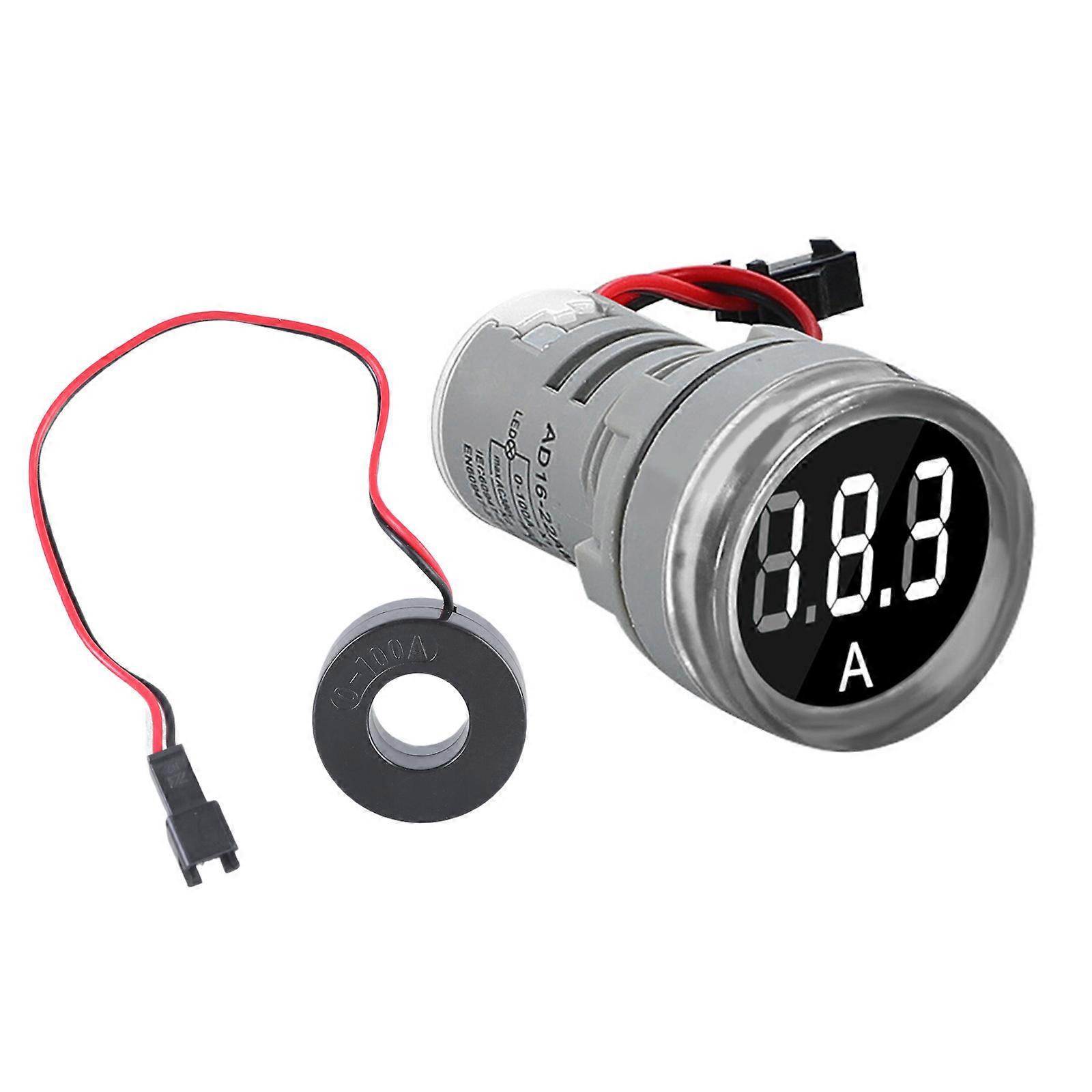 22mm Yuvarlak LED Ampermetre Voltmetre Ekran Gerilim Akımı 0-100A Metre Göstergesi Endüstriyel Ekipman için LED Ekran Beyaz