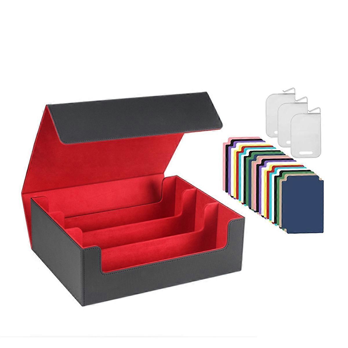 Card Deck Case for Trading Cards 1800+, Card Storage Box, Magnetic Closure Storage Box Game Cards Box Black+Red