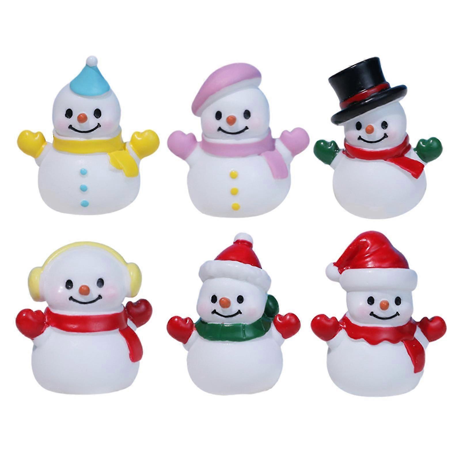 6 Pcs Cute Snowman Table Crafts Durable Compact Handiworks for Vehicle