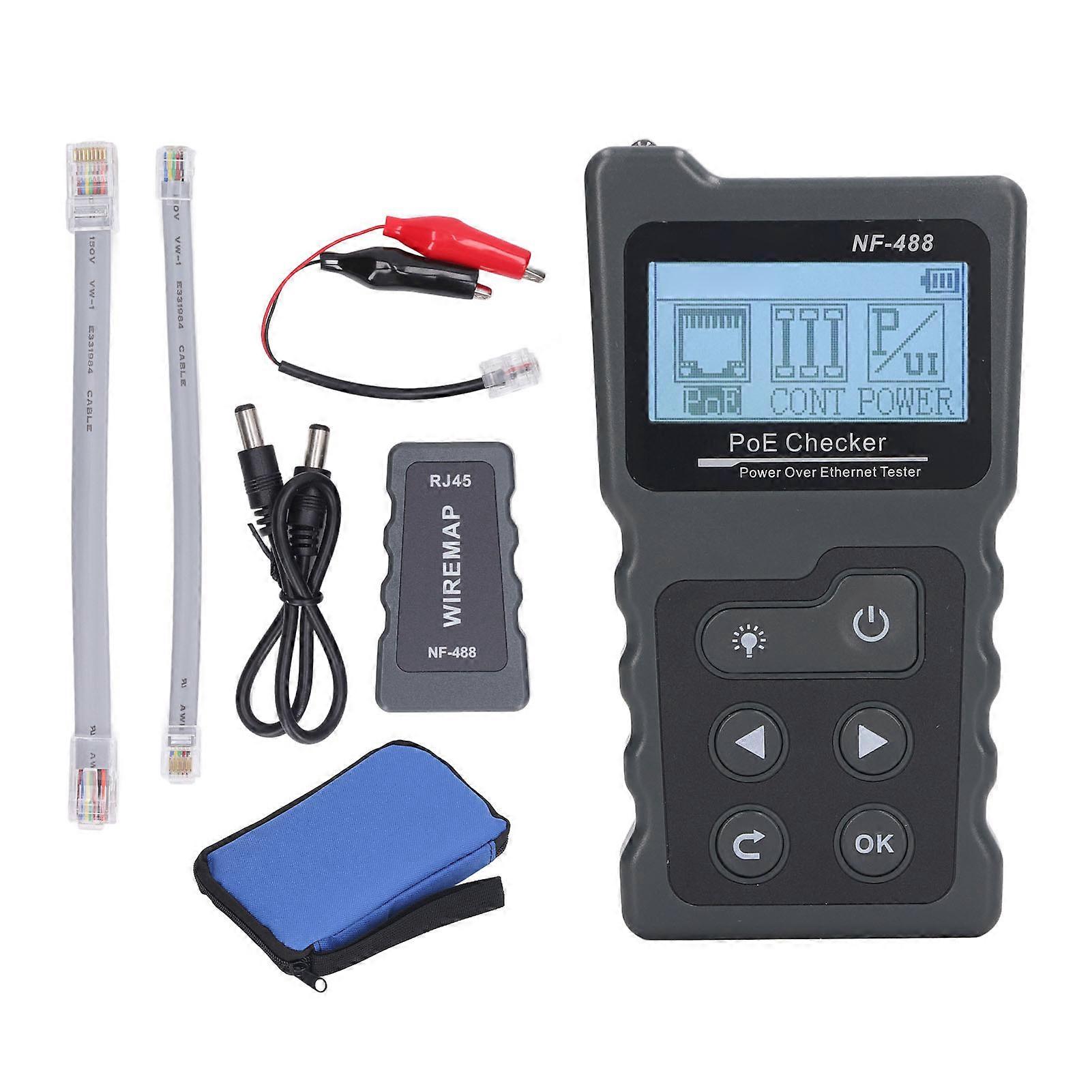 Network POE Automatic Identification CAT5 CAT6 Over Ethernet Tester Checker for Load Loop Power