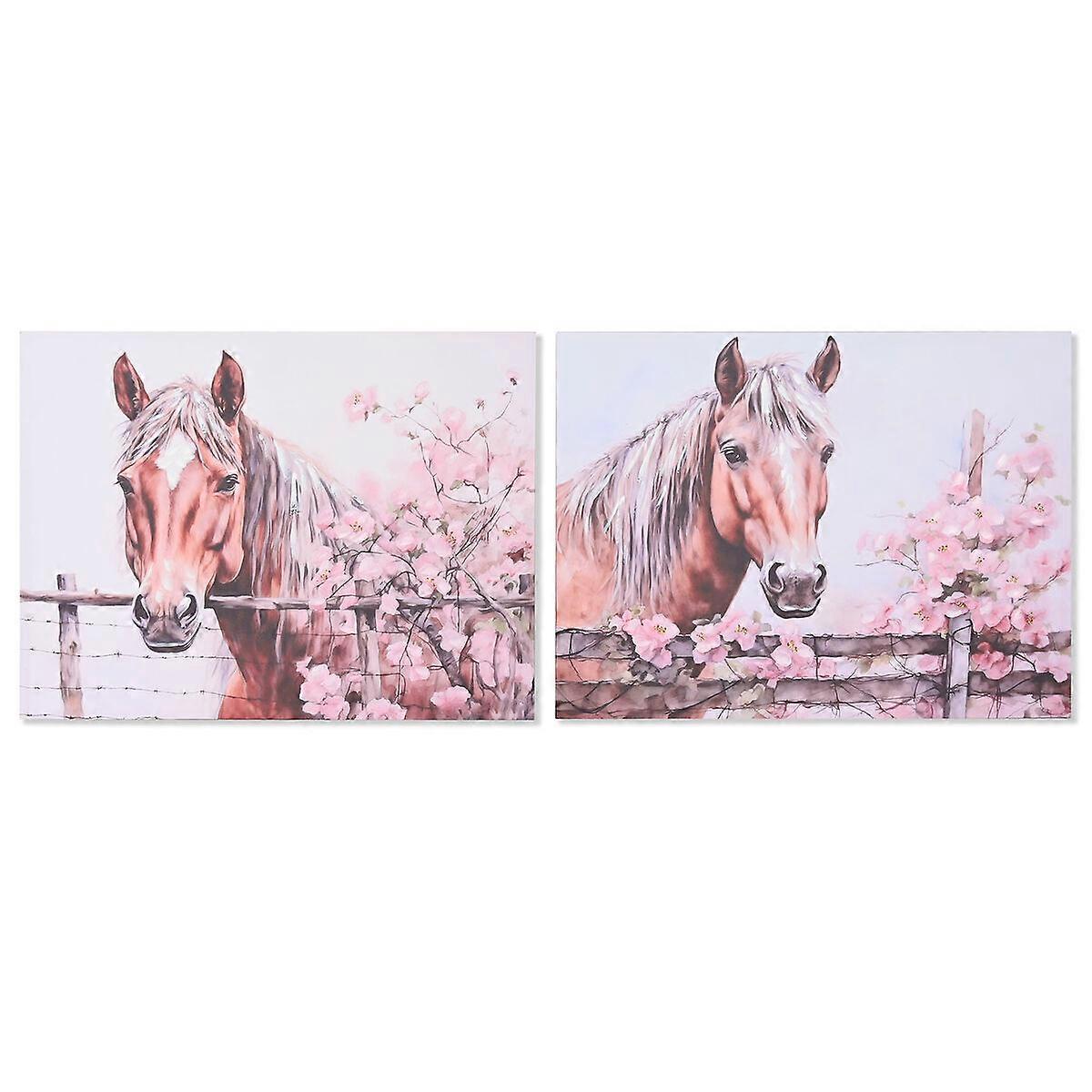 Canvas Home ESPRIT Canvas MDF Wood 80 x 2,5 x 60 cm