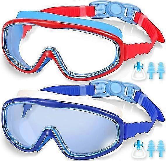 2-Pack Kids Swimming Goggles, Swimming Goggles for Kids and Teens 3 to 15 Years Old, Wide Field of View, Anti-Fog, Waterproof, UV Protection