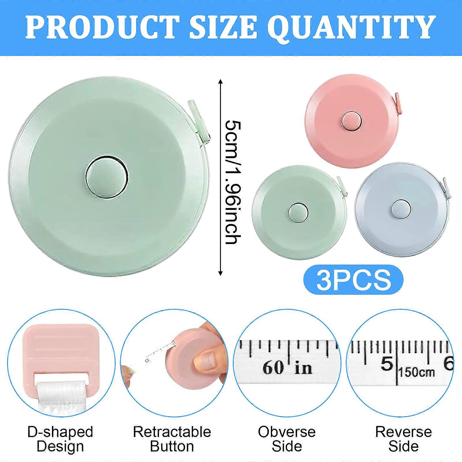 3pcs Body Tape Measure, Tape Measure, Soft Tape Measure 150cm 60 Inch, Measuring Retractable Tape Measure (Green, Pink, Blue)