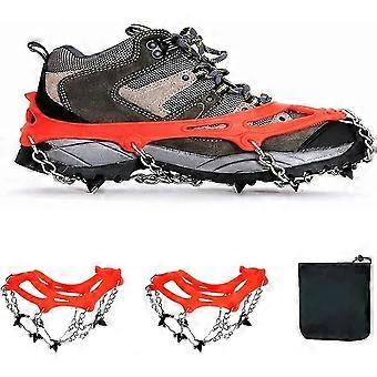 Snow shoe crampon (1 pair), anti -slip crampon with11 hooks for shoes(orange)