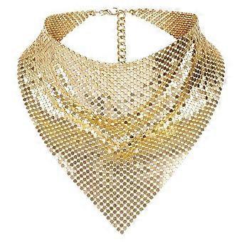 Punk Neck Scarf for All Age Shimmering Music Festival Neckerchief Fashion Metallic Necktie Women Girl Party Bandanas  Silver