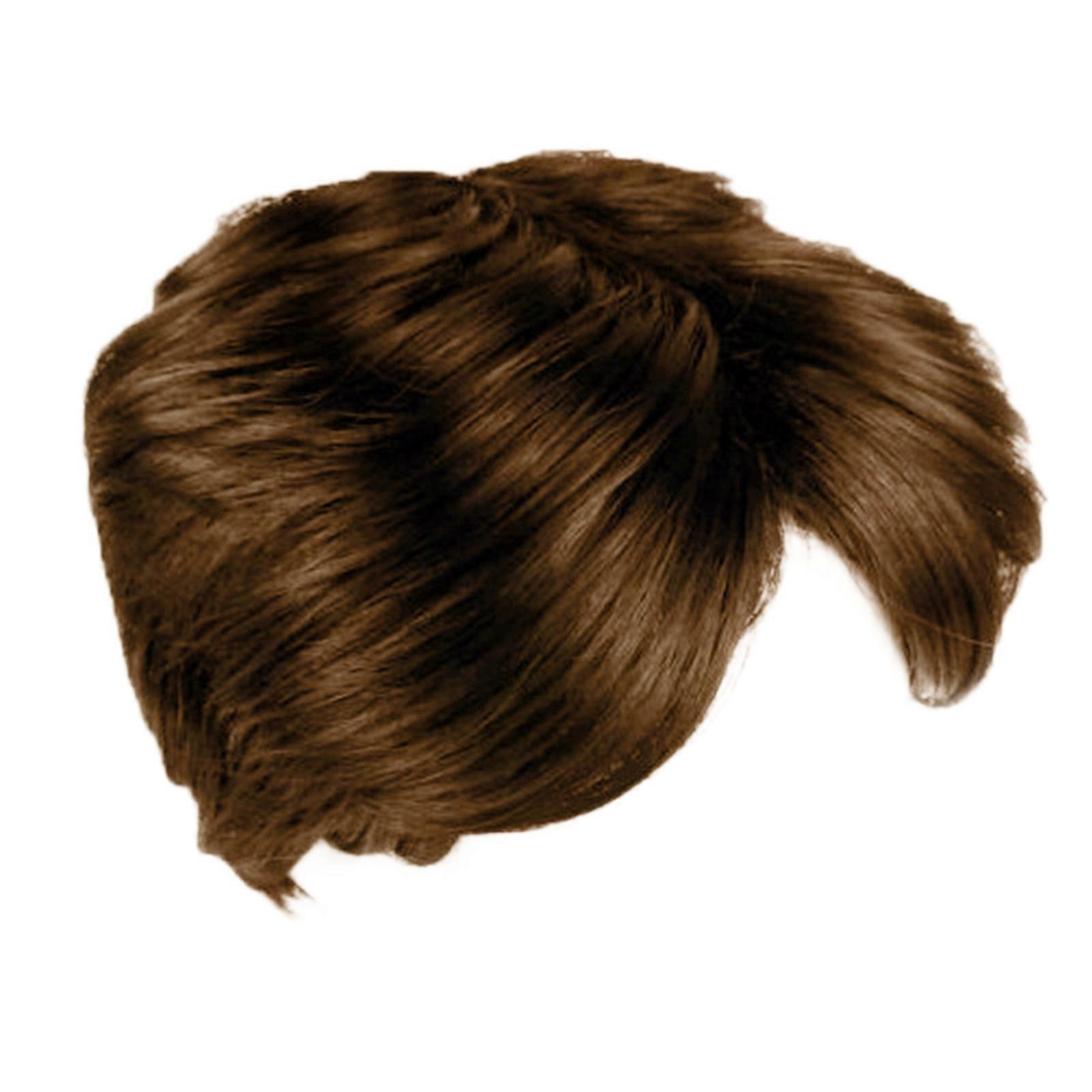 Natural Lookings Middle Parted Bangs Wigs Hairpiece Short Wigs for Men’s Hair Styling Popular Hair Patches for Everyday Use  light brown