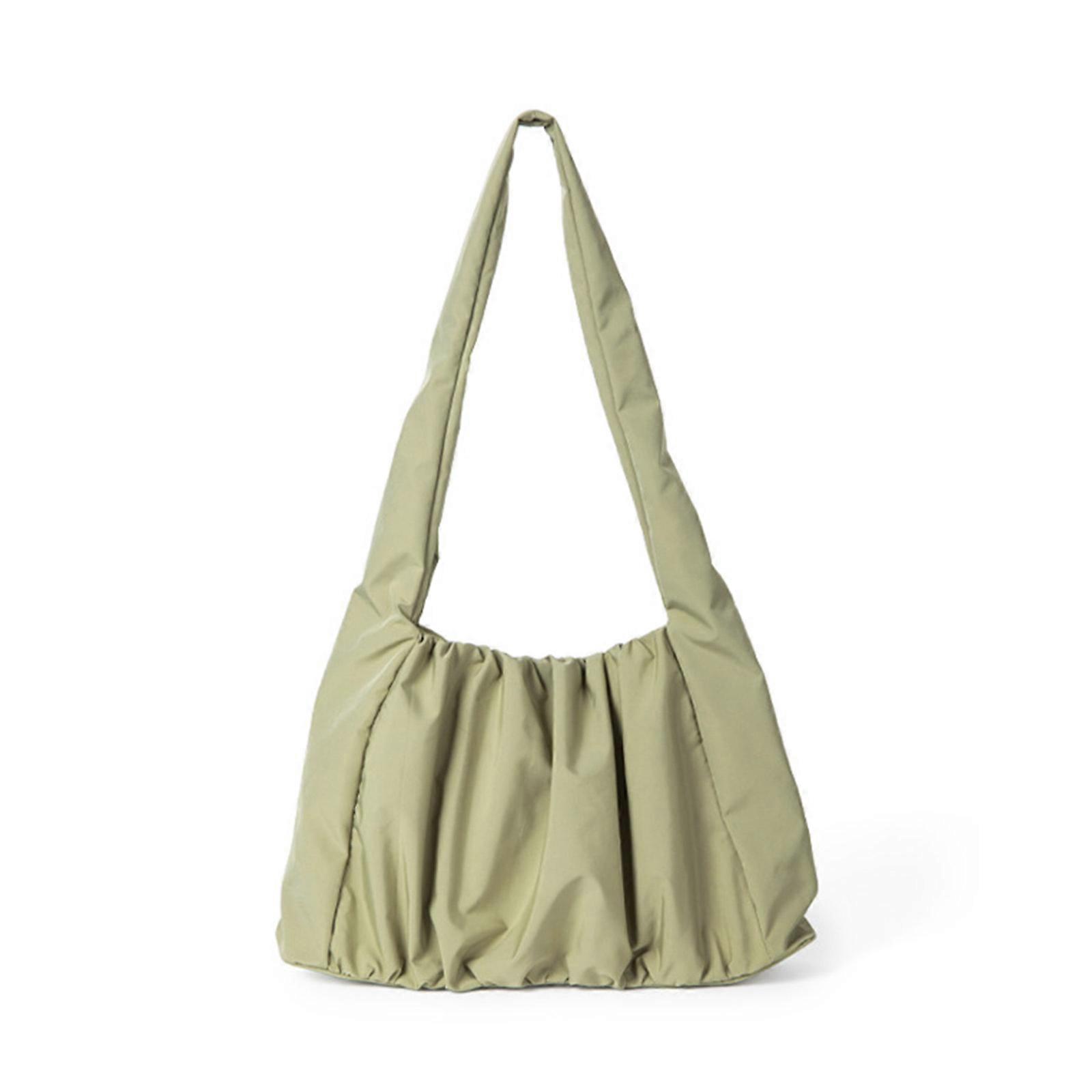 תיק יד קיבולת גדולה תיקי כתף תיק קניות תיק נסיעות רב תכליתי צבע אחיד טרנדי תיק פנאי שחור/בז'/ירוק ירוק