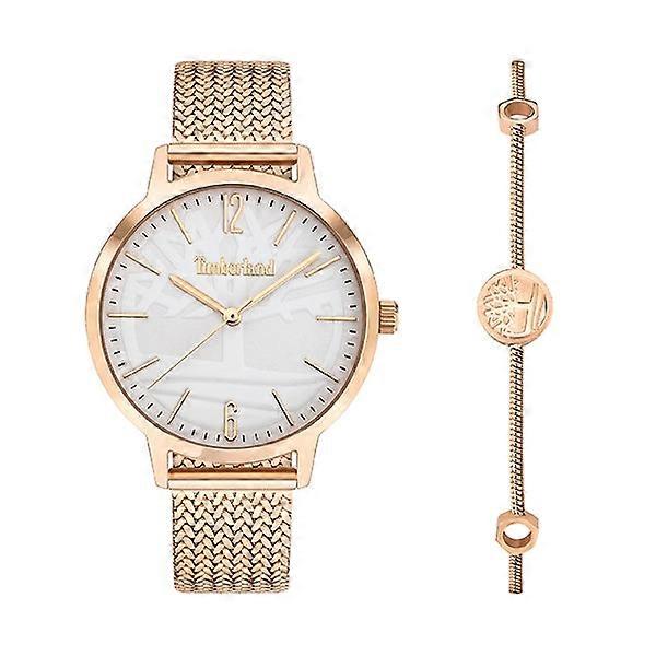 Timberland Cranmore Women's Watch Set Tdwlg2001451 – Rose Gold-tone Stainless Steel Case And Mesh Bracelet, White Dial, Matching Bracelet Included