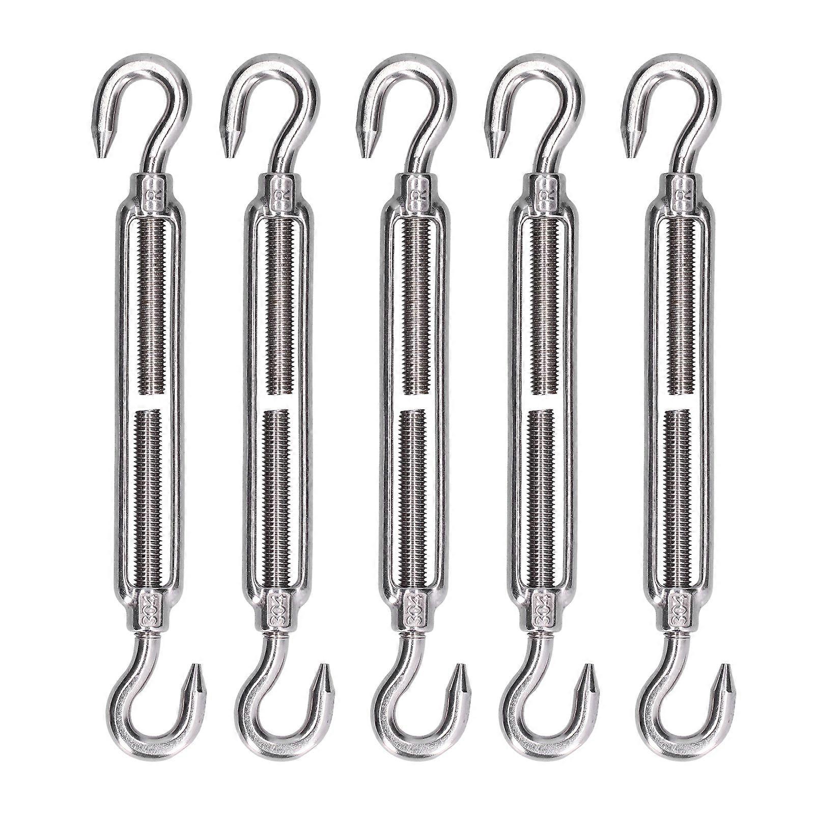 5pcs 304 Stainless Steel Wire Rope Hook Turnbuckle for Shade Sail M4