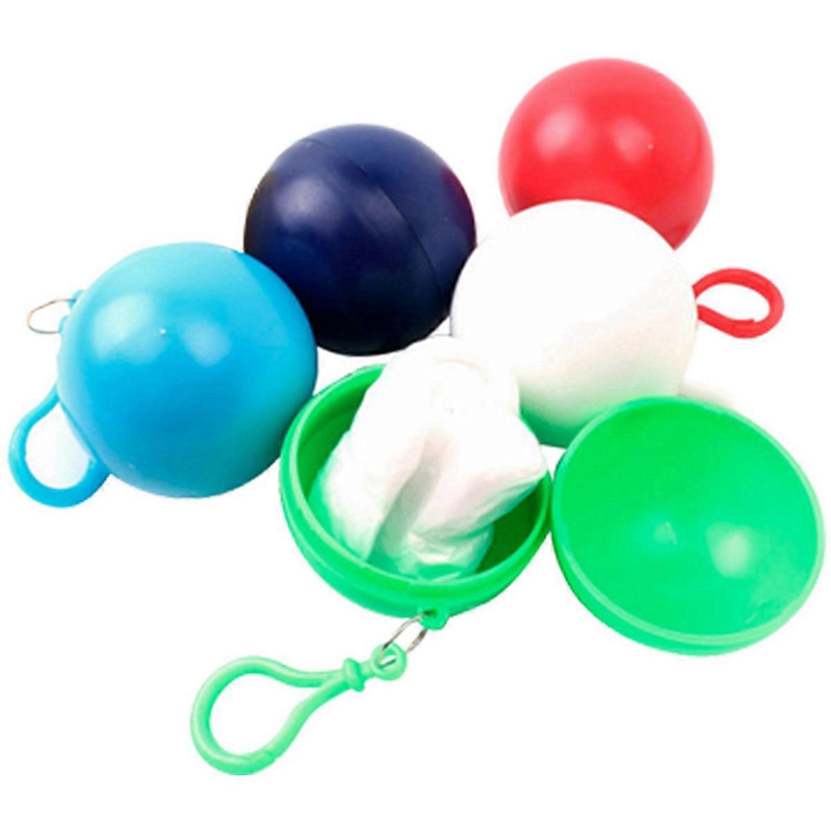 5Pcs-Portable Raincoat Ball with Hook Rain Ponchos Balls for Adults
