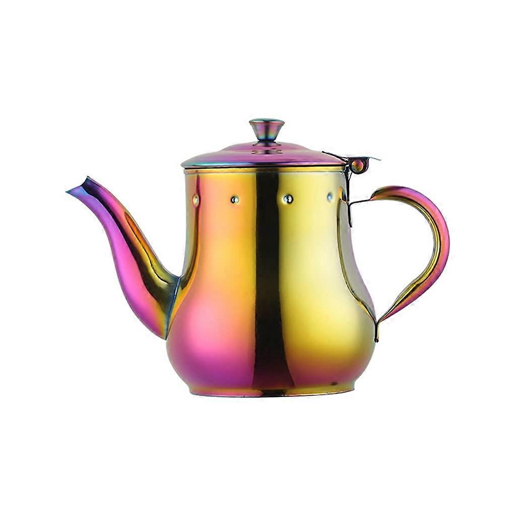 Rainbow Color Teapot 17oz - Ceramic Tea and Coffee Pot with Colorful Design for Home or Office Use