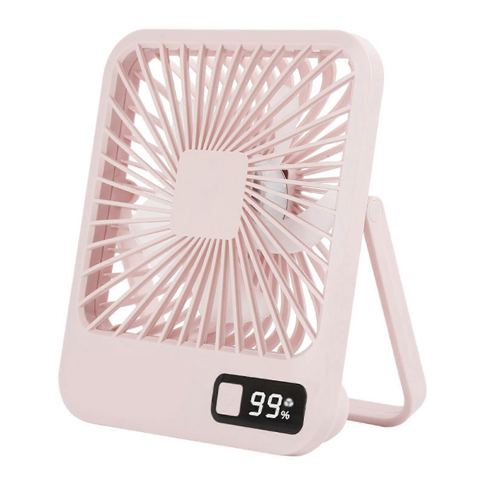 Desk Fan Small Fan Quiet USB Fan with Digital Display Table Fan 1500mAh Rechargeable Desktop Fan with 5 Speed Desk Fan Pink