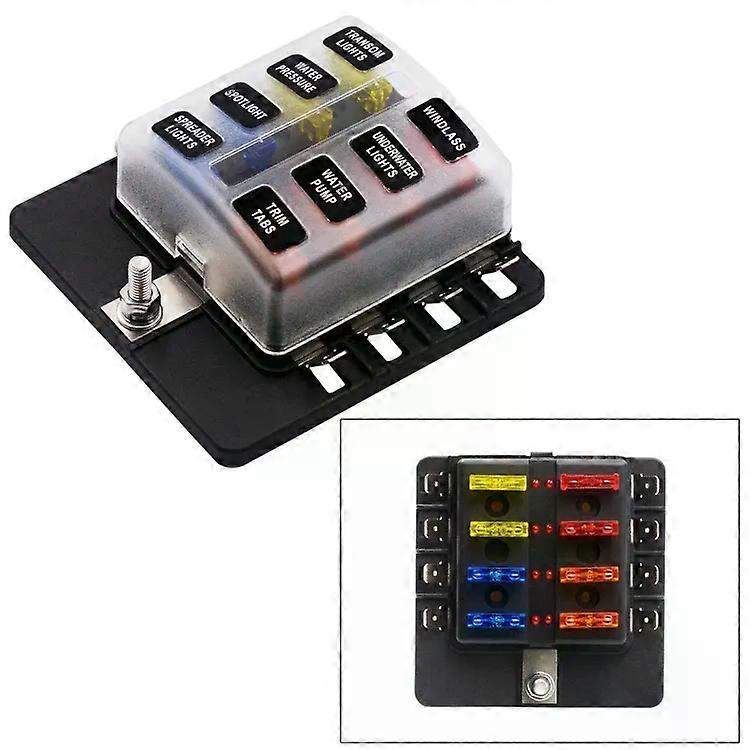 Fuse Box-1 in 8 Out with LED Indicator,PC Terminal Block -