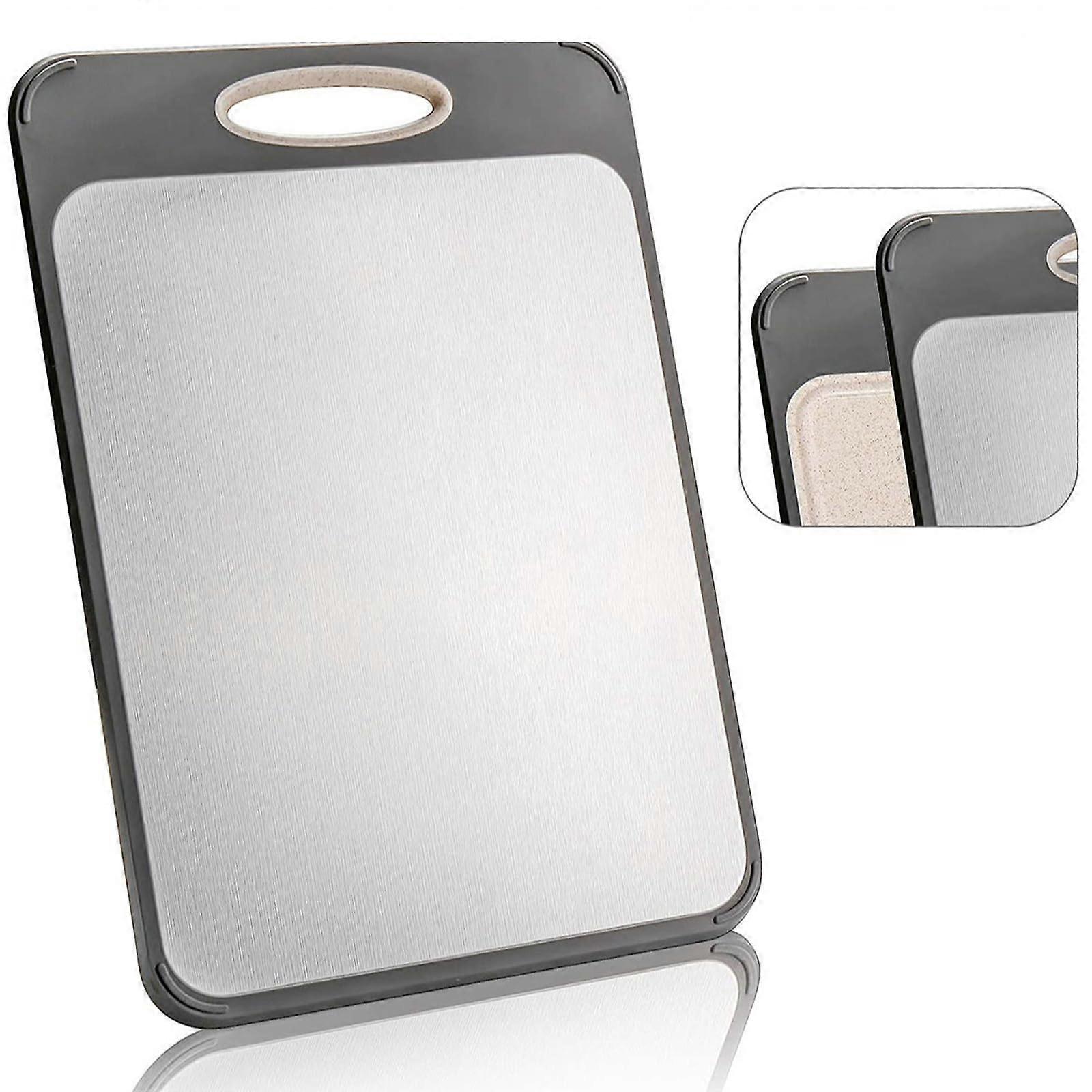 Large 16 x 11 Double-Sided 304 Stainless Steel Cutting Board - Dishwasher Safe, BPA-Free for Meats, Fruits, and Veggies