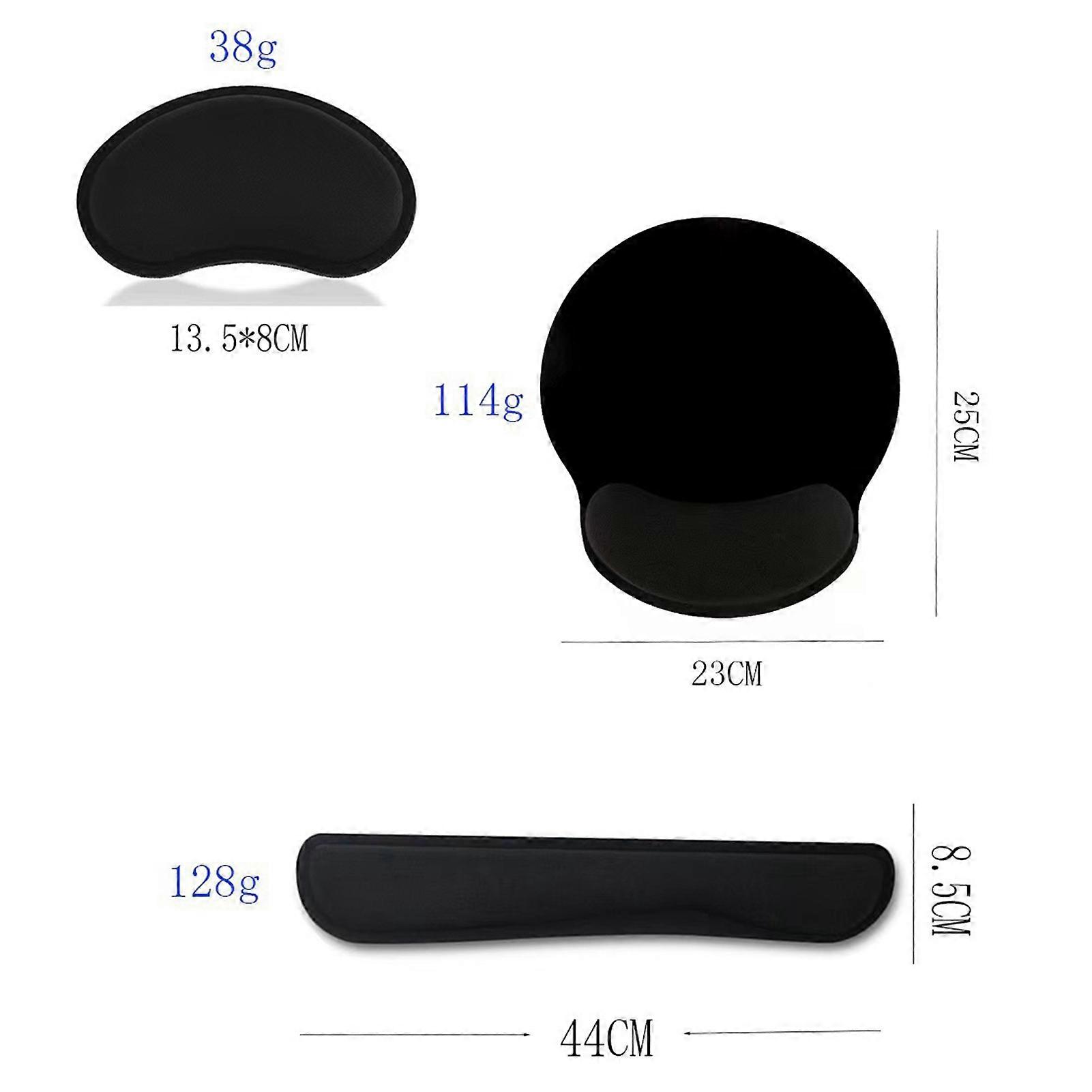 3pcs Computer Wrist Rest Set Ergonomic Design Desk Mat Set with Rubber Bottom for Workers Gamers Writers