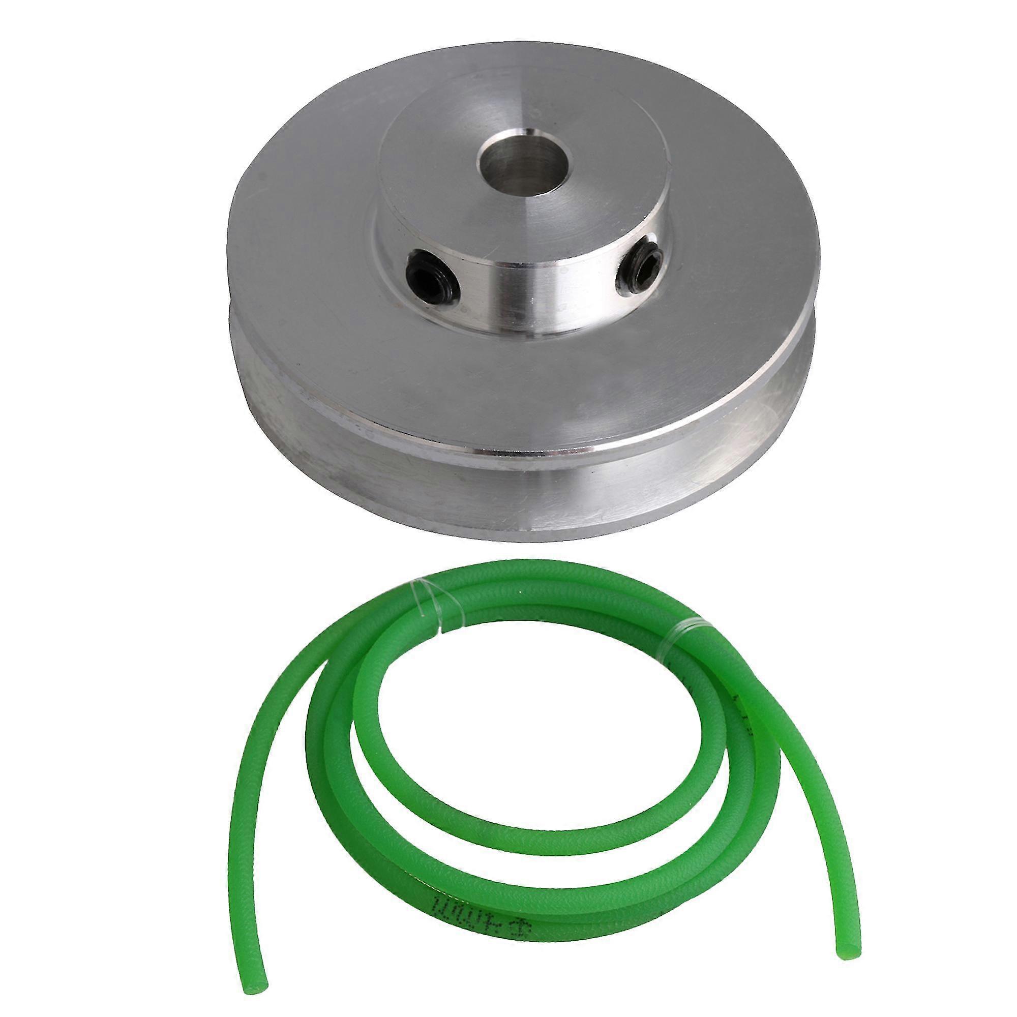 Green PU Belt-Driven 6mm Diameter Fixed Hole Step Pulley Wheel