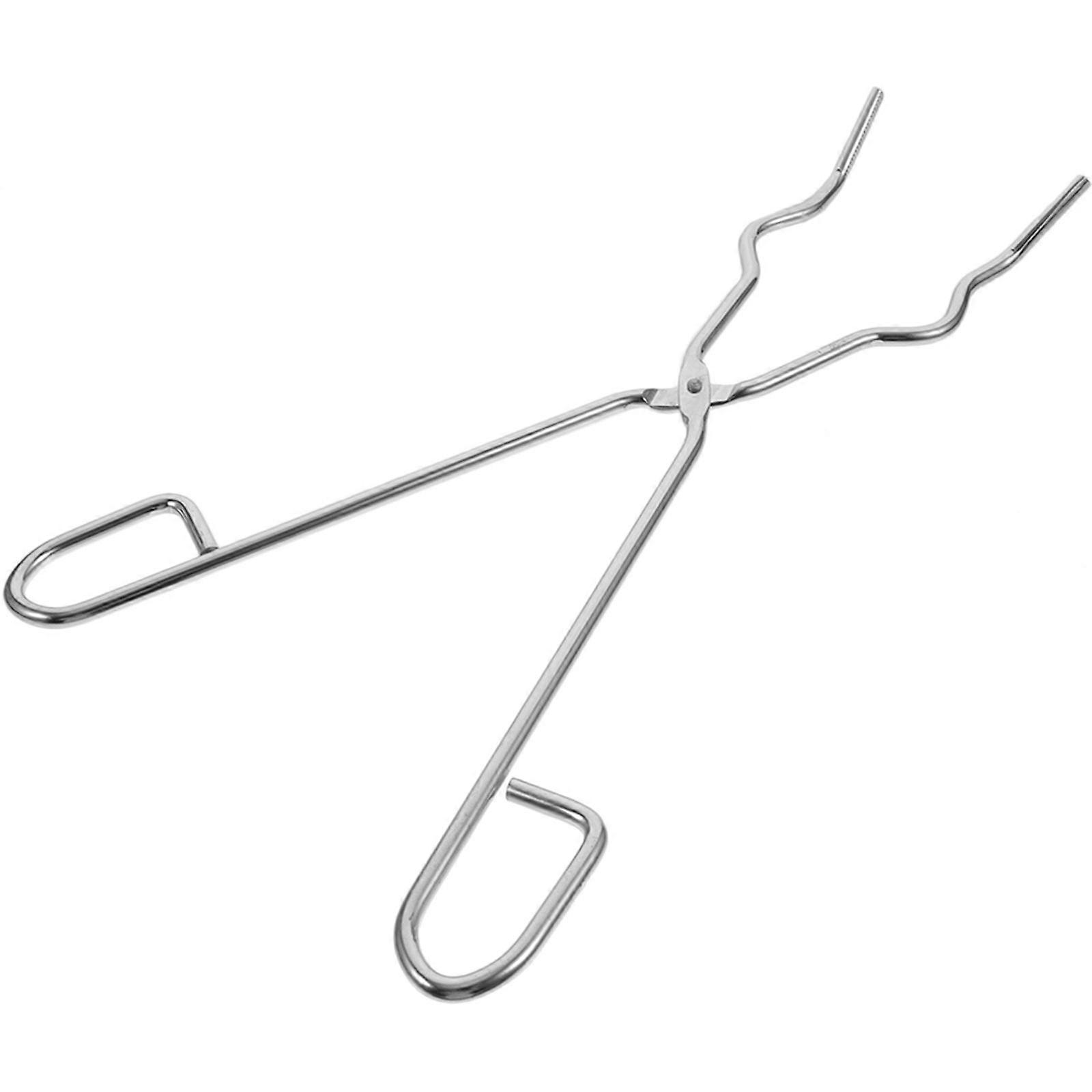 35cm Chromium Plated Steel Crucible Beaker Tongs Experiment Accessory (Silver)