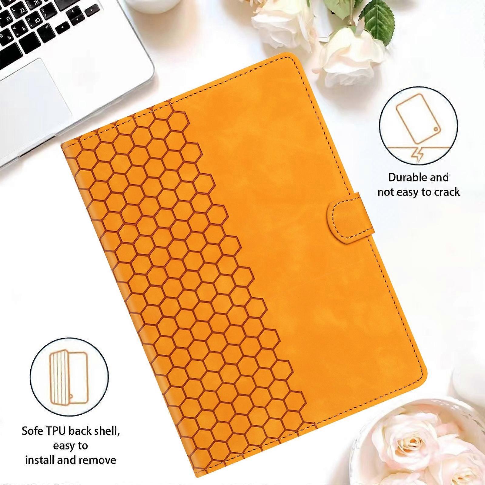 Honeycomb Embossed Leather Smart Tablet Case