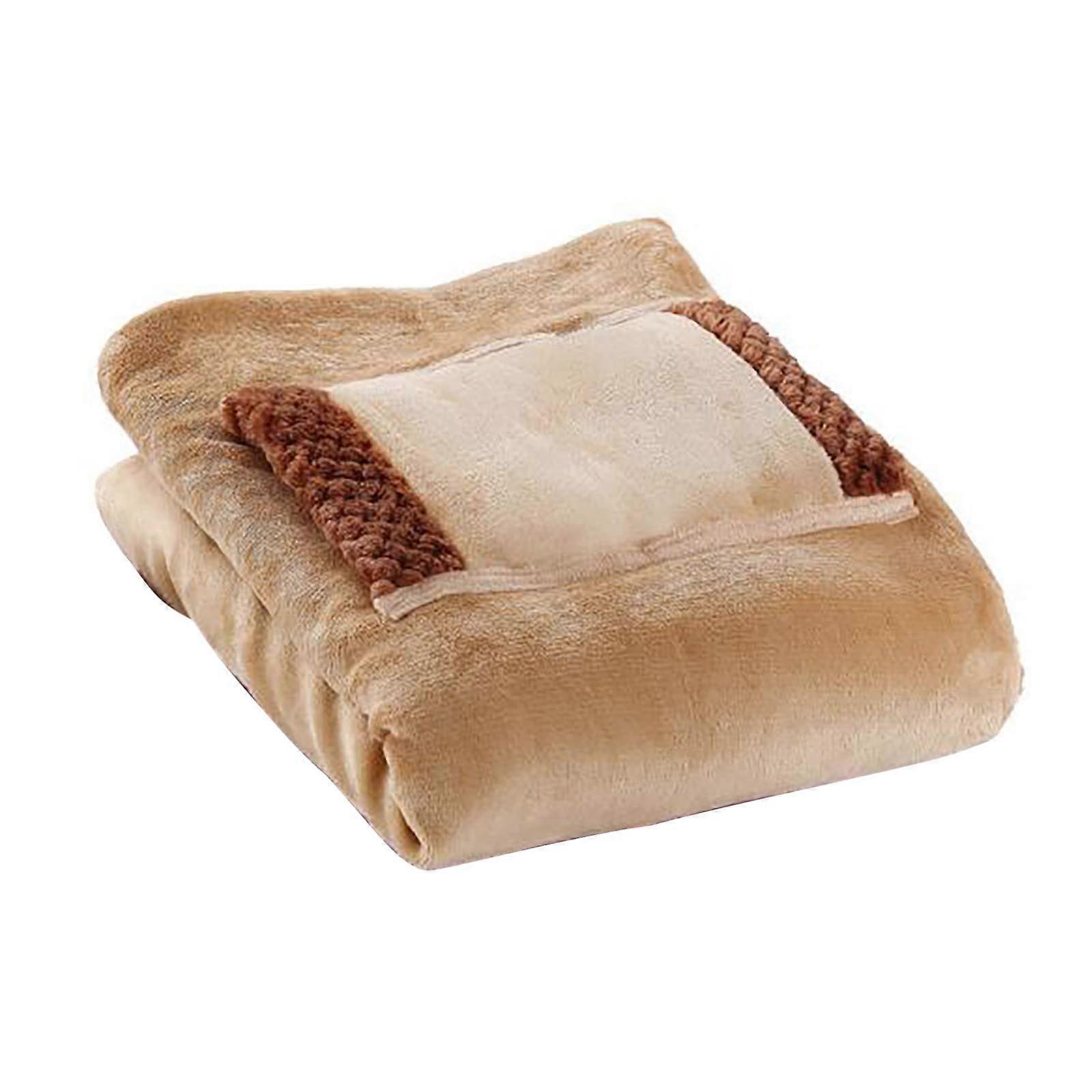 USB Heated Blanket For Home And Travel, Machine Washable Soft Fleece, Brown One Size, Portable Throw