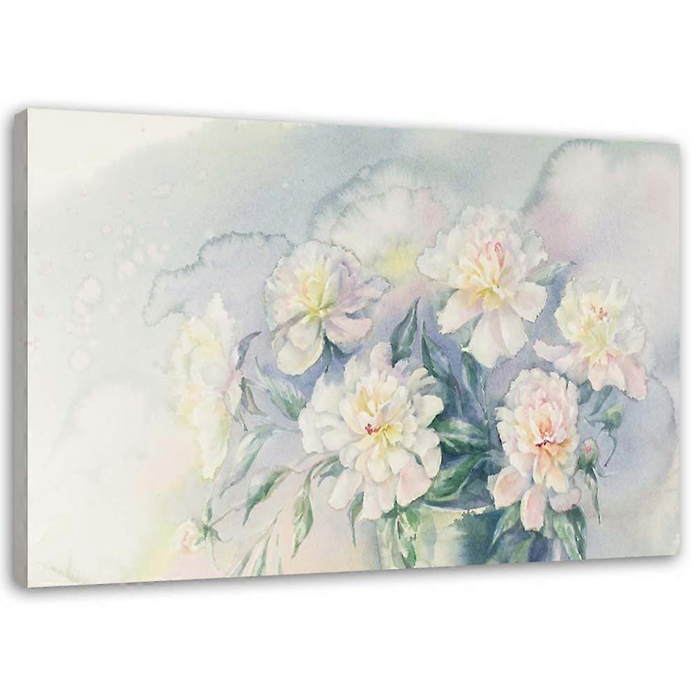 Quadro su tela, Bouquet di fiori bianchi natura - 120x80