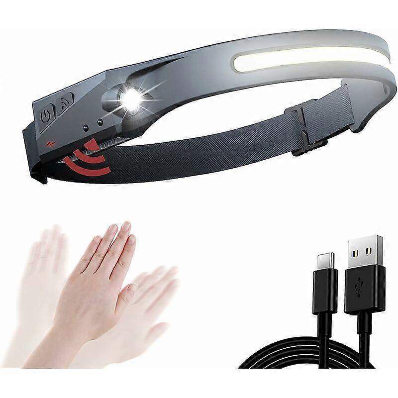 Mountaineering camping maintenance dual light source COB induction black headlight (white light)