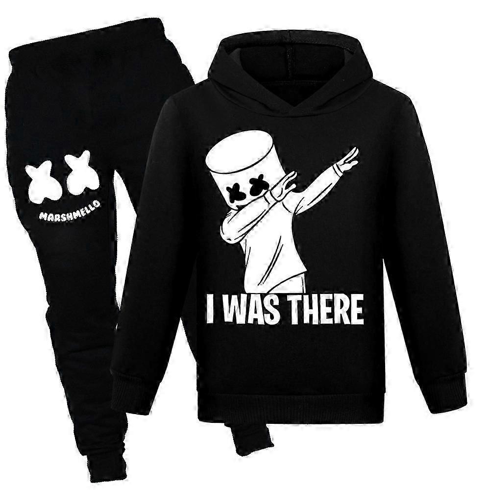 2023 nya barn vår 2st mode dj marshmellow barns hoodie tröjor+byxor set 3-13y pojkar och flickor träningskläder