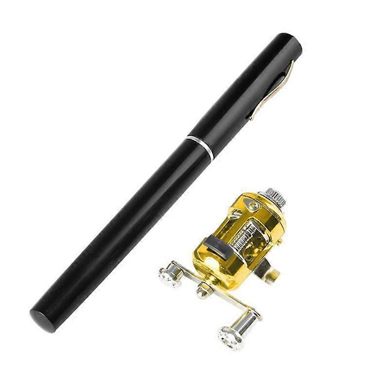 مصغرة تلسكوبية المحمولة جيب السمك القلم سبائك الألومنيوم قضيب الصيد القطب + بكرة