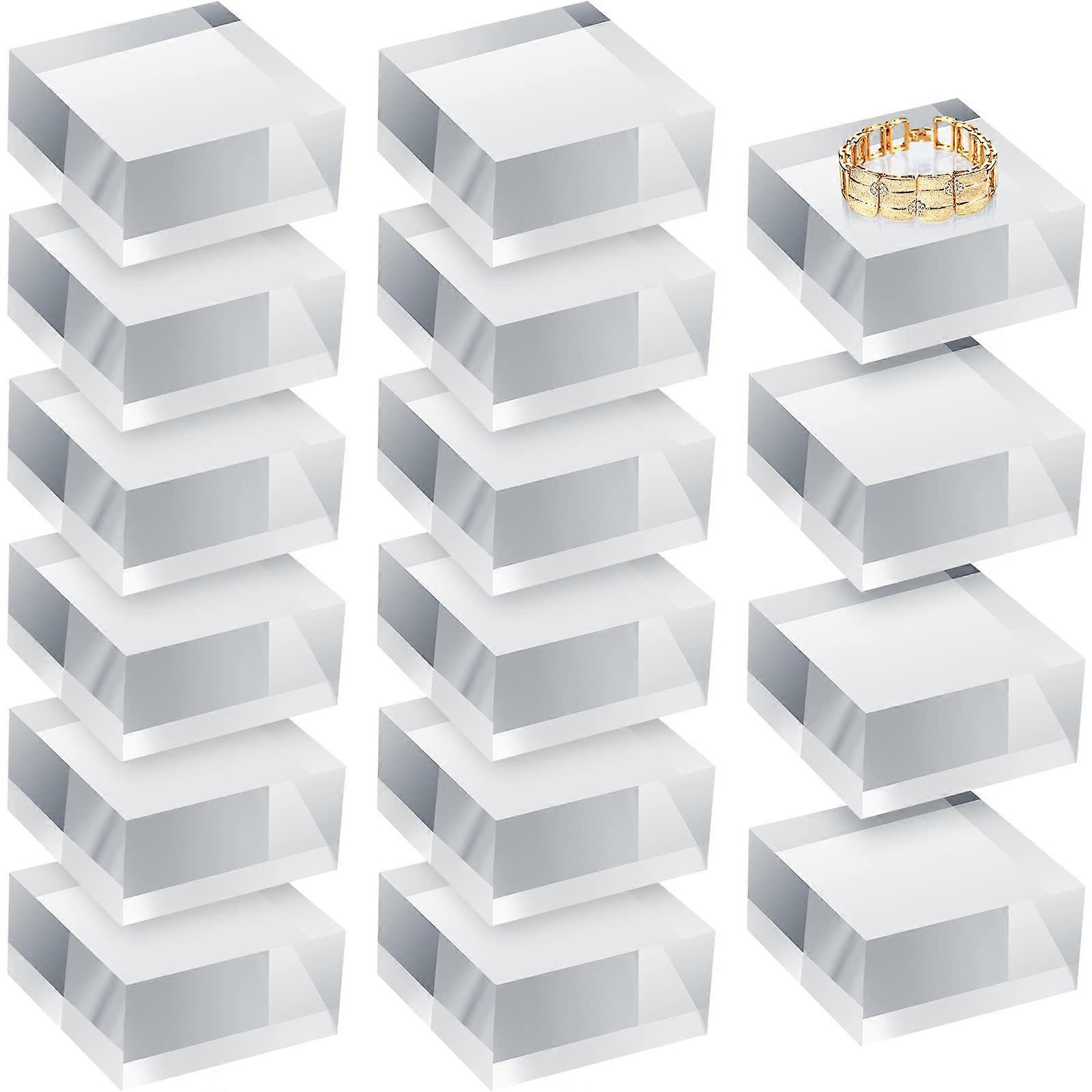 Clear Acrylic Blocks Square Display Block Polished Cube Jewelry Display Stand Ring Holder 2x2x1 Inch