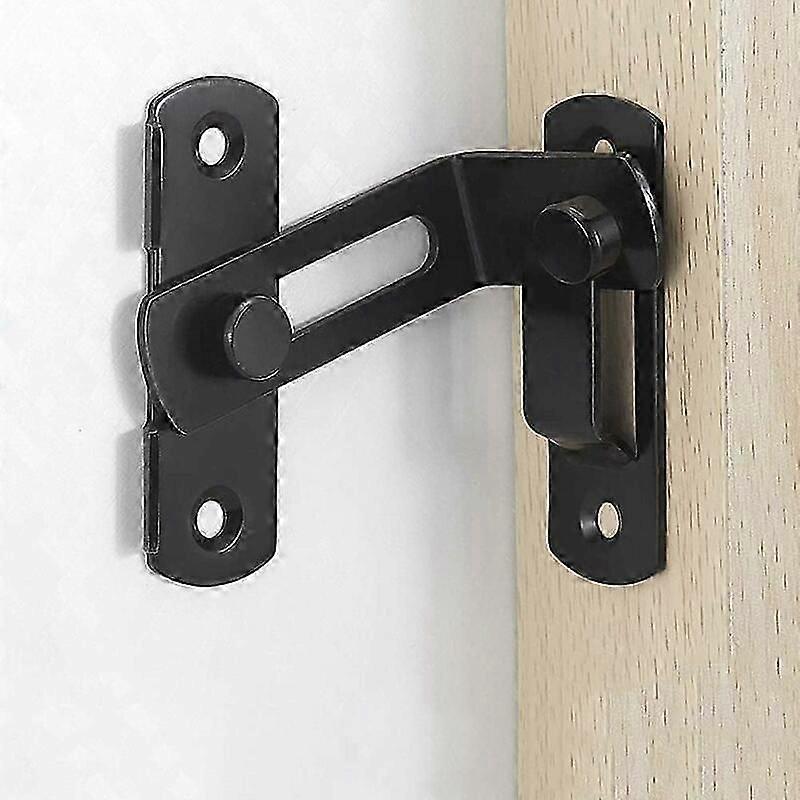 مزلاج باب الزاوية اليمنى 90 درجة ، Deadbolt المنحني ، قضيب قفل منزلق للباب والنافذة ، أسود