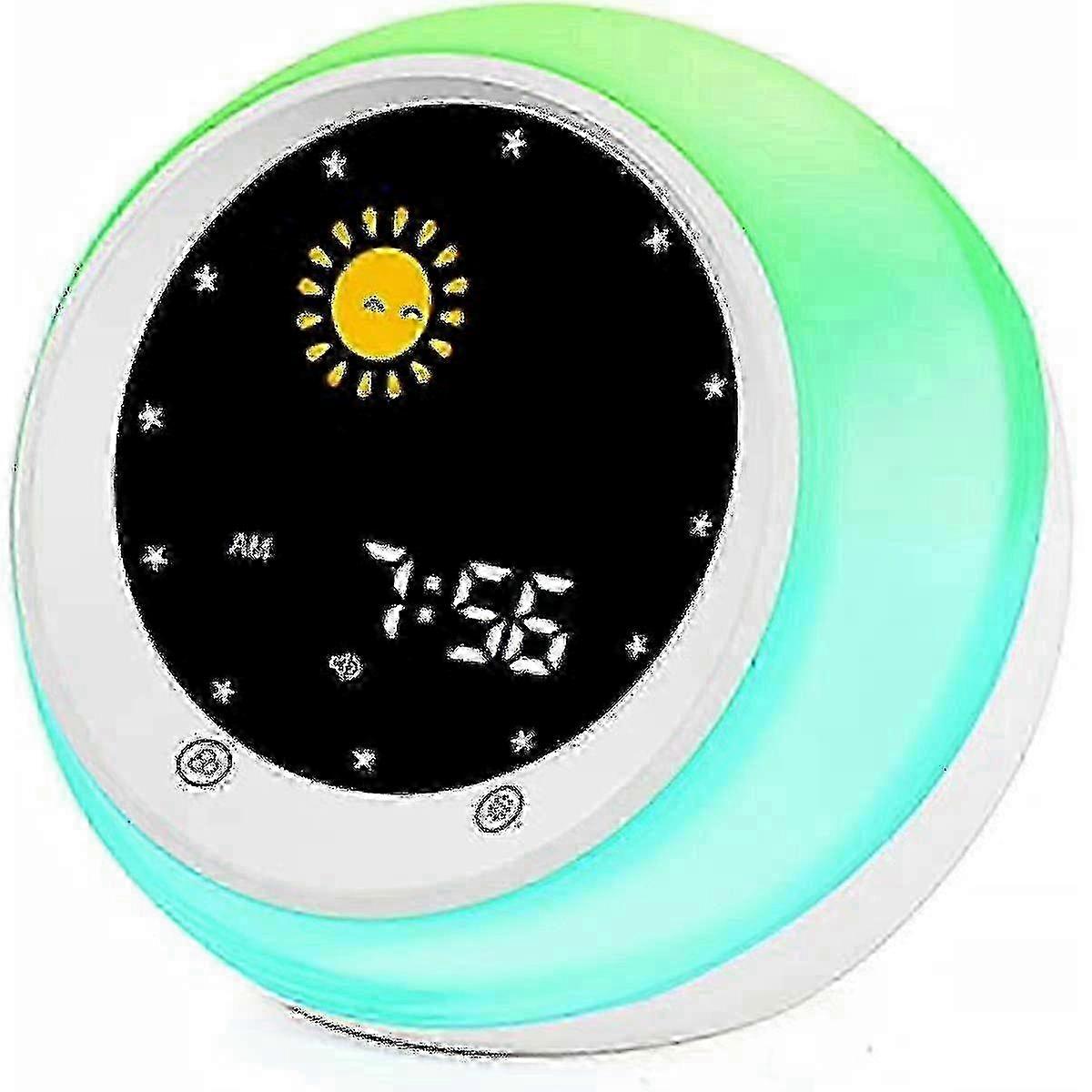 Sun and Moon Rising Children’s Alarm Clock with Sleep Trainer, Sound Machine, Wake-Up Light, Night Light, and Day-Night Learning (Model: SZRH A-C)