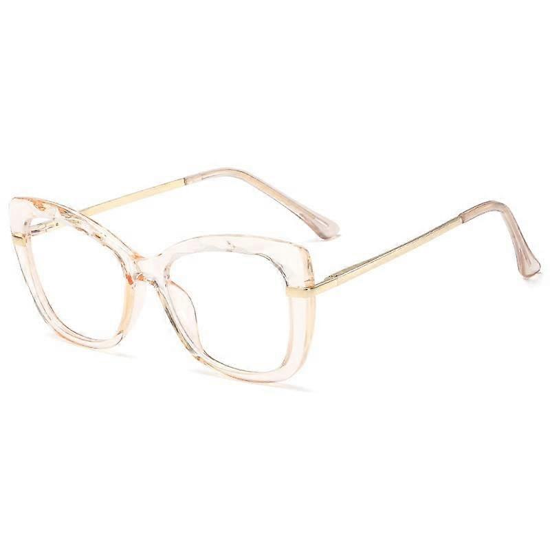 Anti Eye Strain CatEye Large Reading Glasses Retro Computer Readers Eyewear Light Flat Mirror for Women (Color : Tea Frame, Size : 250)