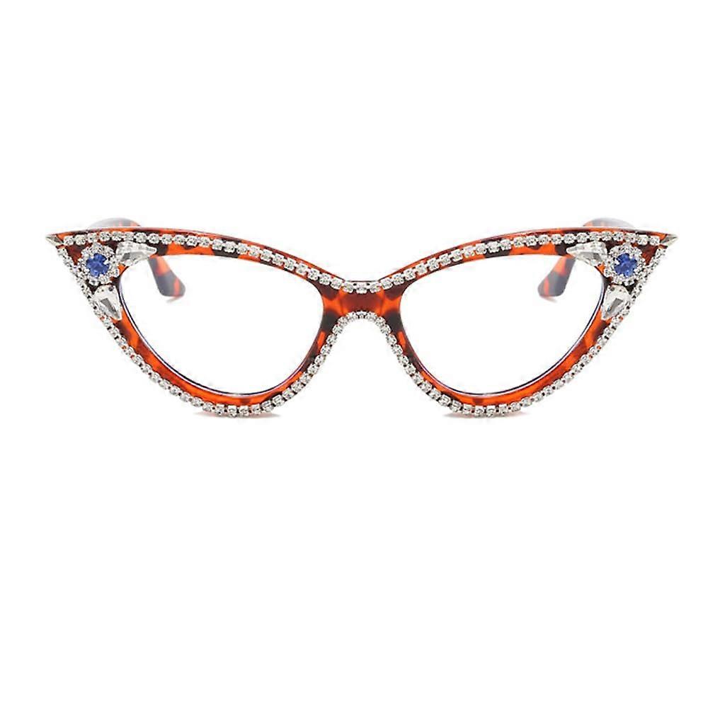 Sparkling Crystal Retro Cat Eye Frame Bling Rhinestone Reading Glasses for Women Blue Light Blocking Computer Eyeglass Ref: 5875
