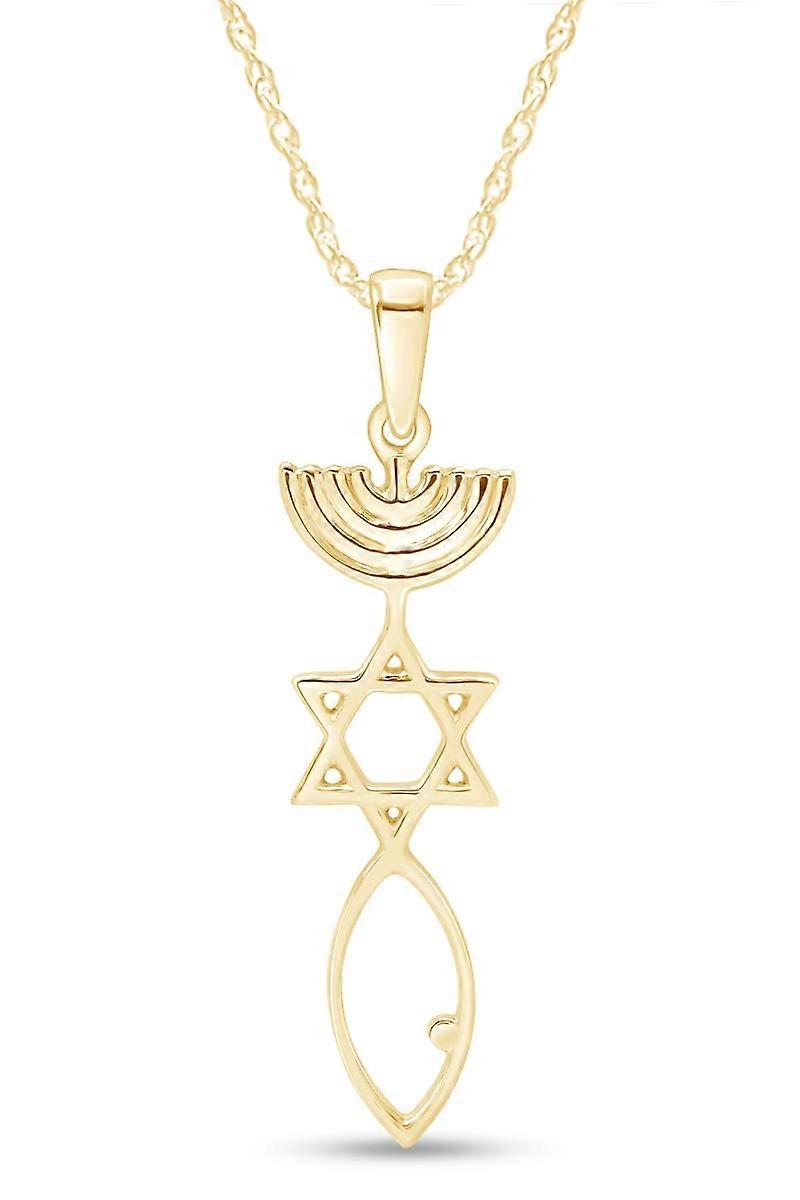 Messianic Seal Pendant Necklace in 14k Gold Over Sterling Silver Ref: 9628