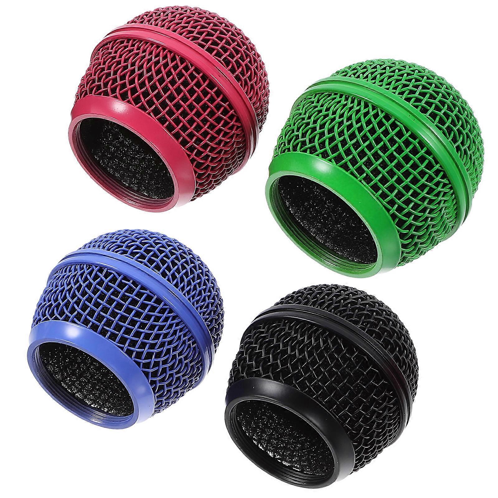 4pcs Metal Microphone Grills Replacement Mesh Compatible with Shure Wireless Mic Green Pink Black