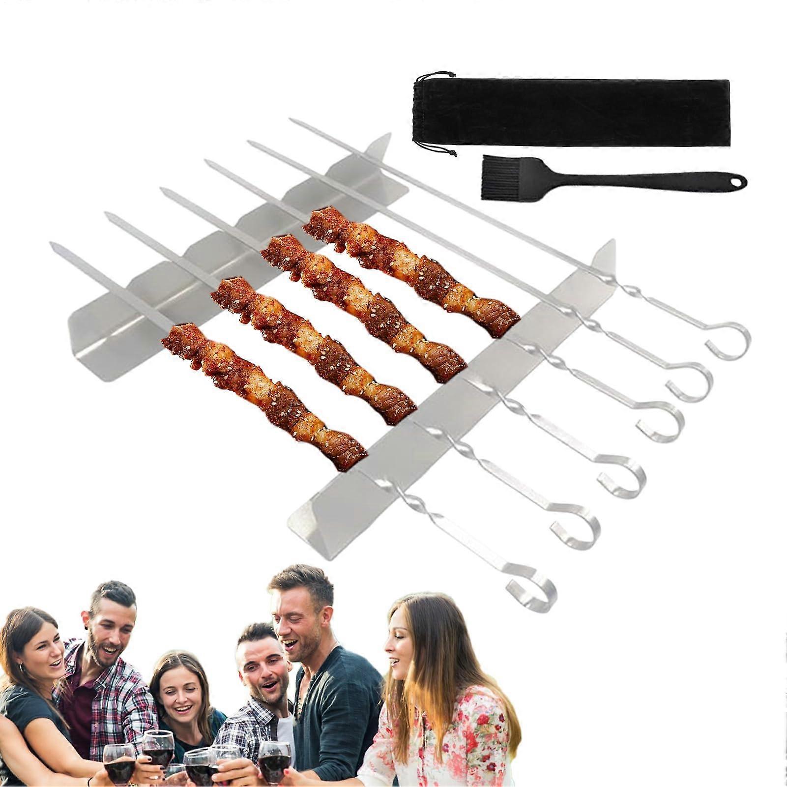Kabob Rack, Stainless Steel Skewers Holder, Reusable Grill Accessory for Meat, Fish, and Sausage Cooking Supplies
