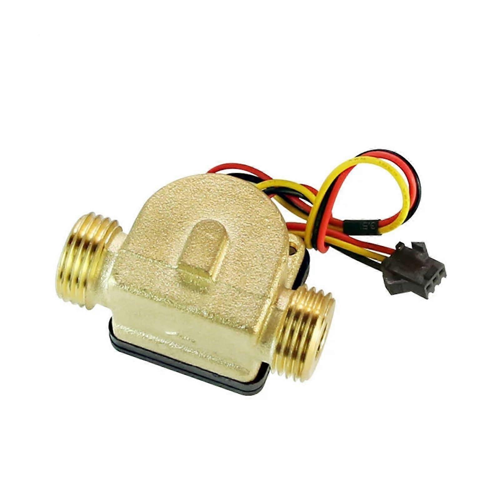 1/2" Water Flow Sensor Brass Turbine Pulse Flowmeter 1.75MPa Hall Sensor DC5~18V for Water Heaters and Dispensers