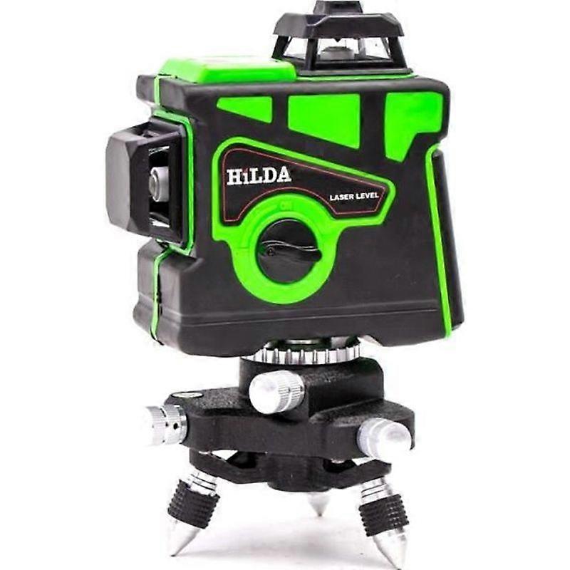 HILDA 3D Rotary Laser Level - 12 Lines - Multilingual Functions - Green - Square and Plumb Alignment