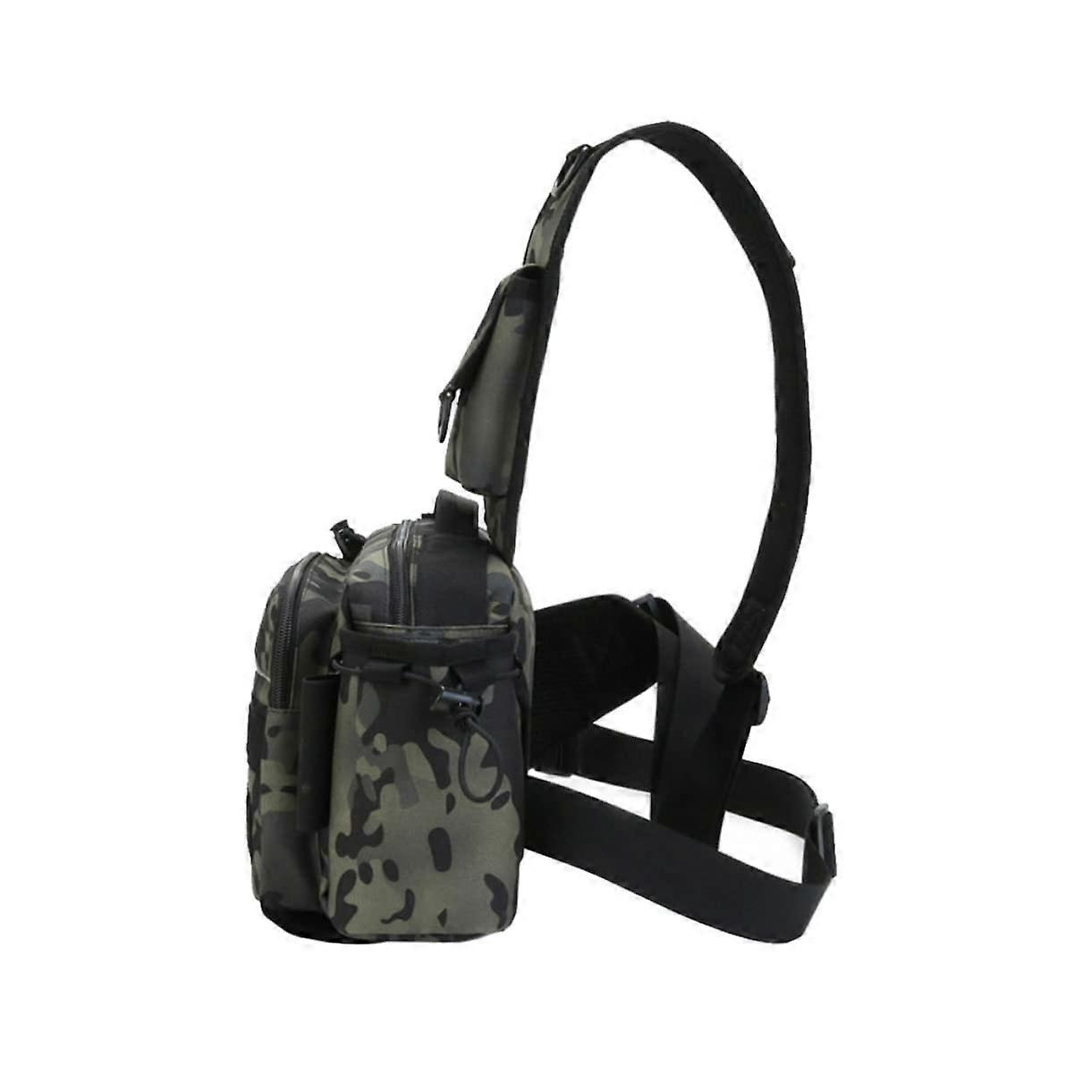 Multifunctional Waist Bag for Fishing Tackle Storage, Dark Camo Design, Assorted Colors, Durable Material, Compact Size