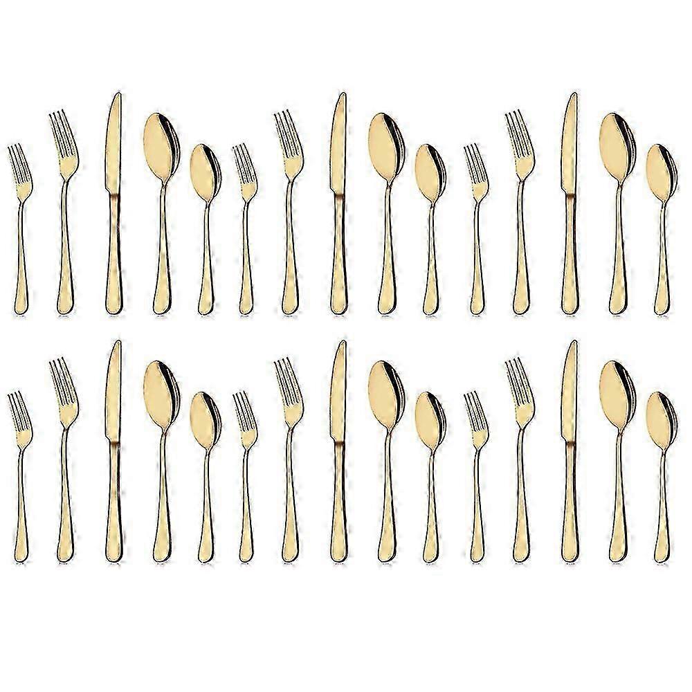 Set di posate in acciaio inossidabile da 30 pezzi con finitura satinata - Posate in oro per 6