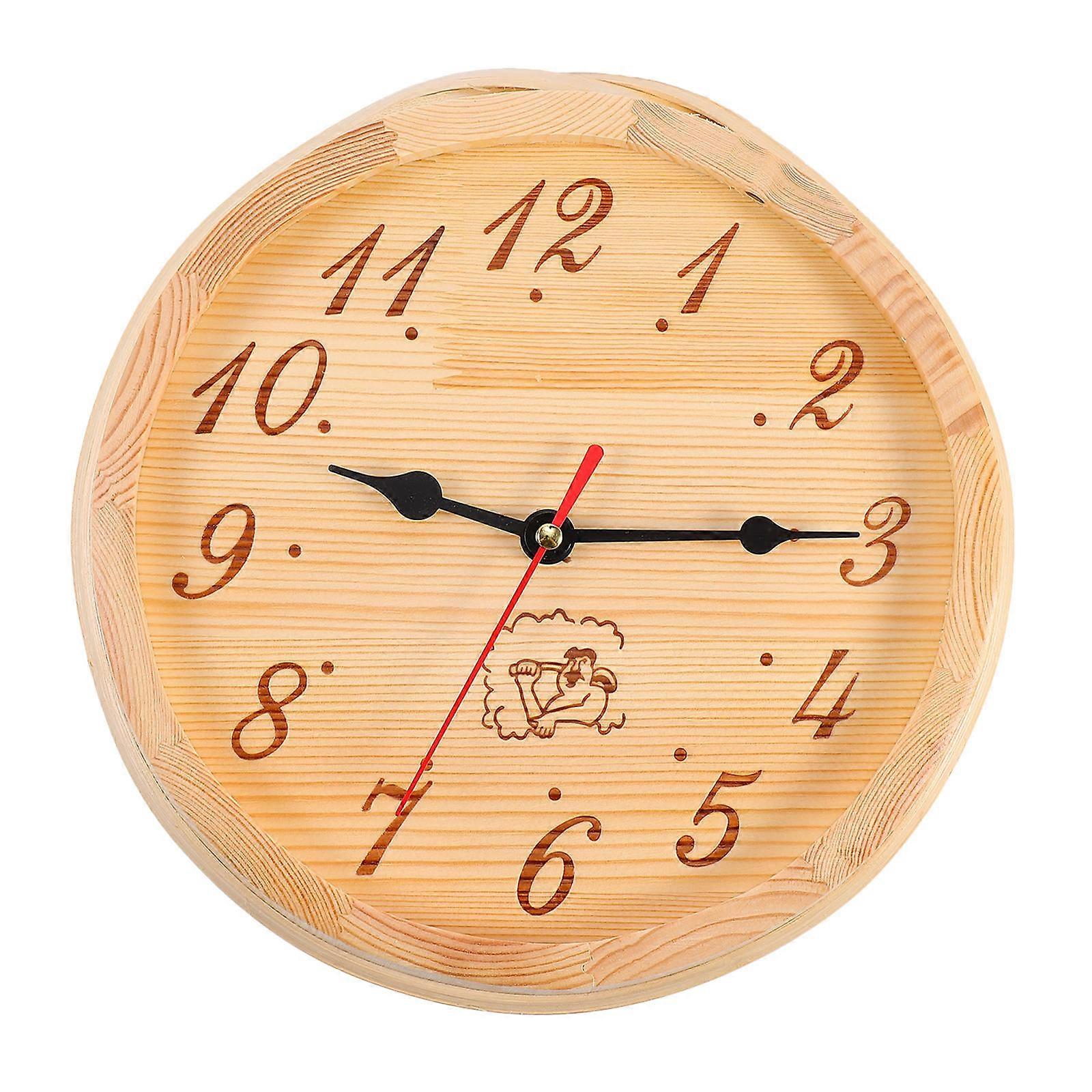 Sauna Room Clock Made of Plastic High Temperature Resistant Light Brown Wall Hanging Clock for Sauna Steam Room Bedroom