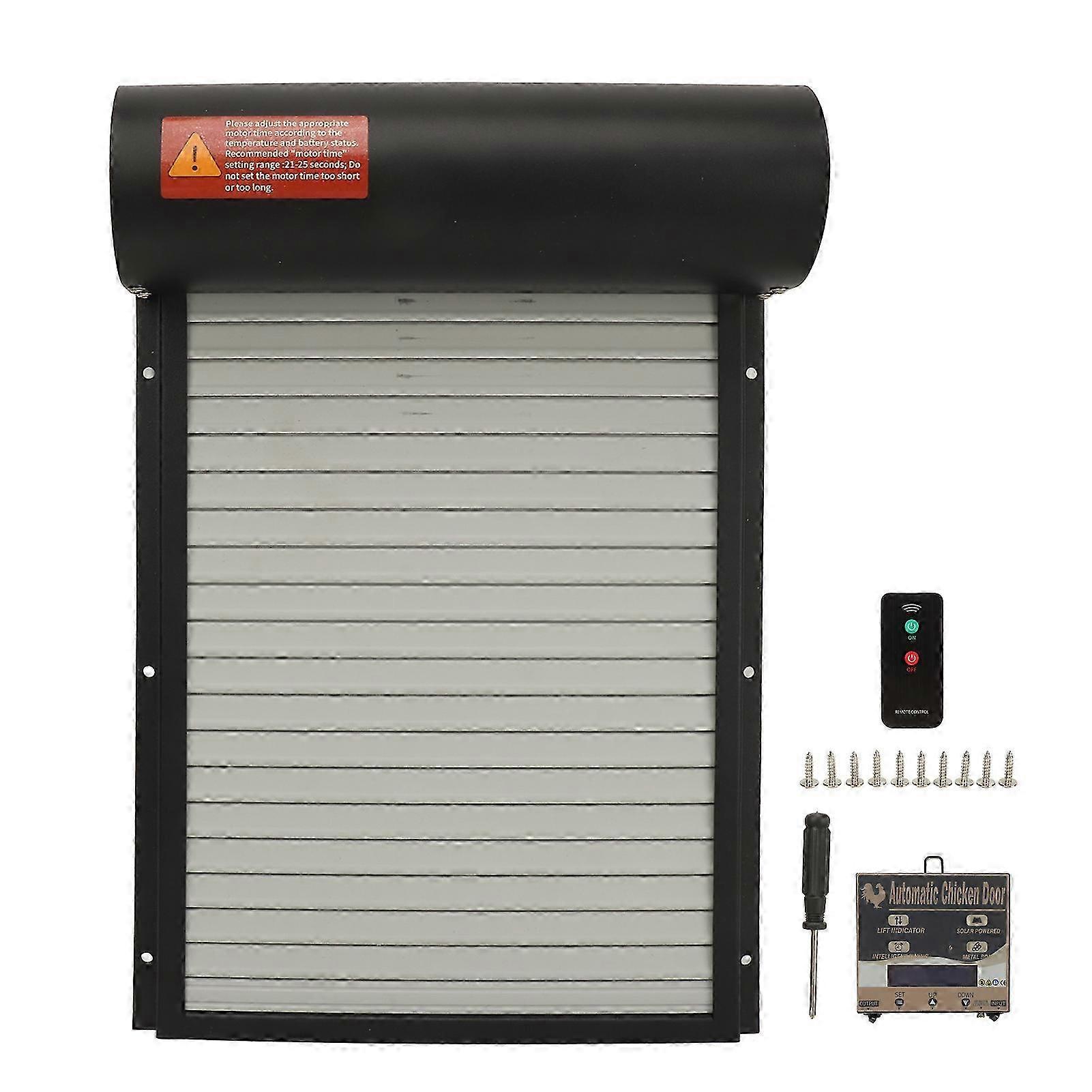 Automatic Chicken Coop Door Opener with Timer, Light Sensor, and Remote Control - Battery Operated LED Display Suitable for Various Coops