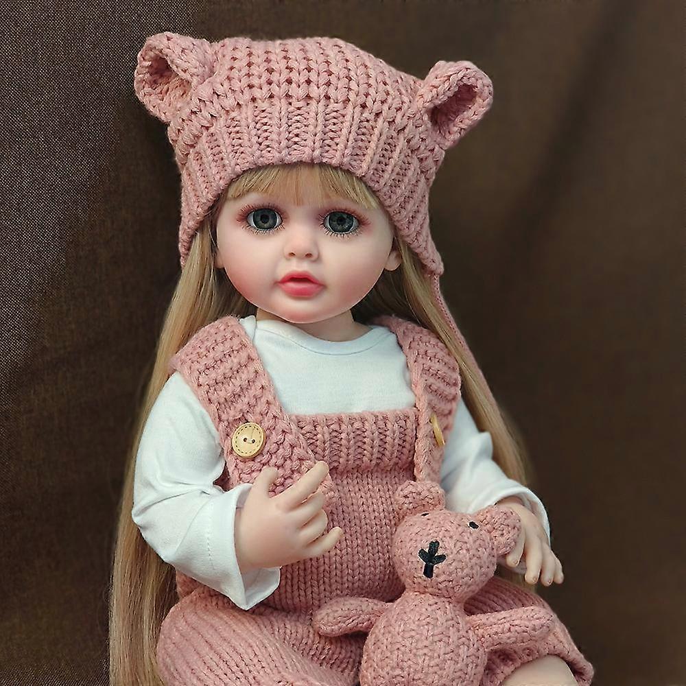 55cm réaliste Reborn bébé fille poupée Silicone doux or cheveux longs réaliste princesse reborn enfant cadeau d’anniversaire